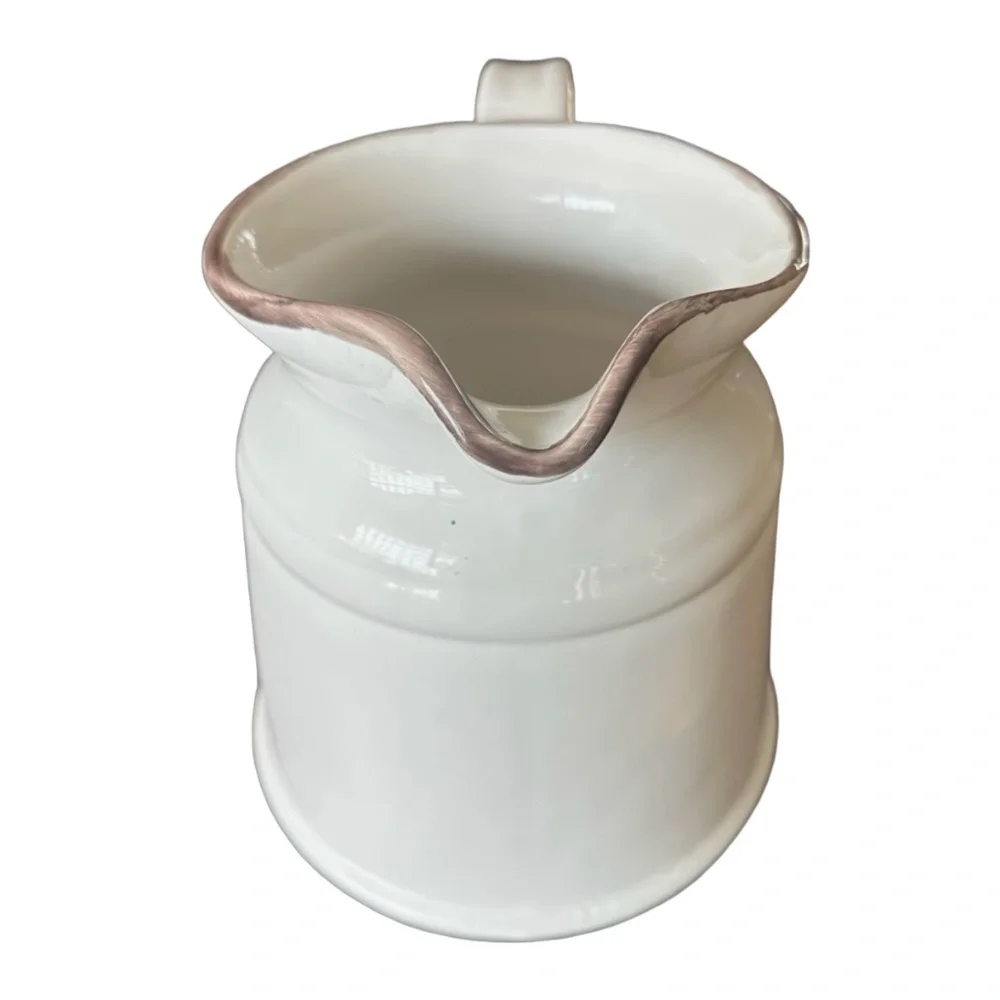 LA DOLCE VITA Ceramic Pitcher Jug 8” Turino Collection Ivory Speckled